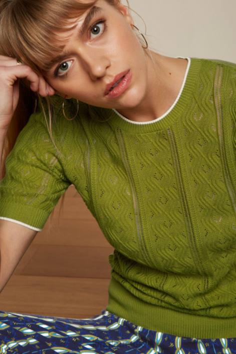 Kvinder agnes puff top herrero King Louie træbine grøn beklædning 60B4102