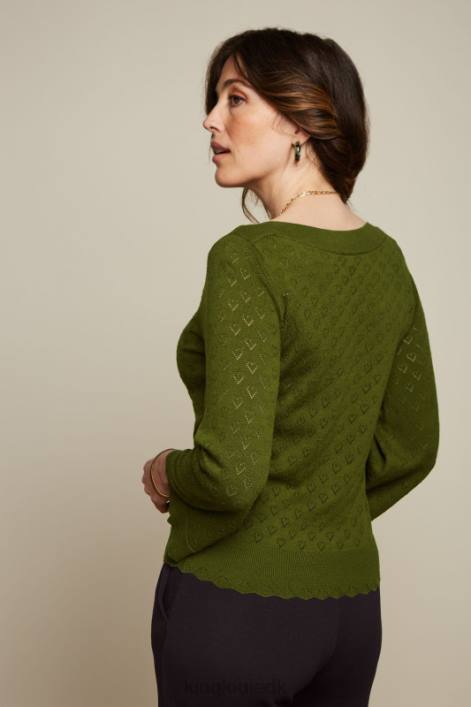 Kvinder audrey trompet ærme hjerte ajour King Louie olivengrøn beklædning 60B483