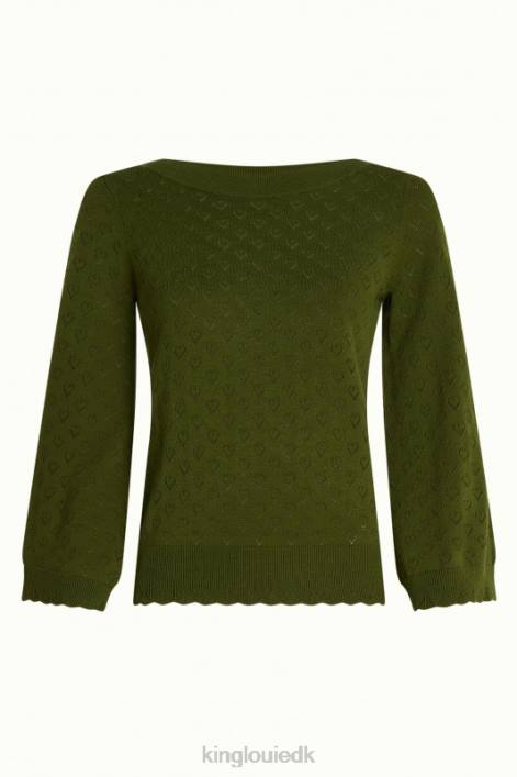 Kvinder audrey trompet ærme hjerte ajour King Louie olivengrøn beklædning 60B483