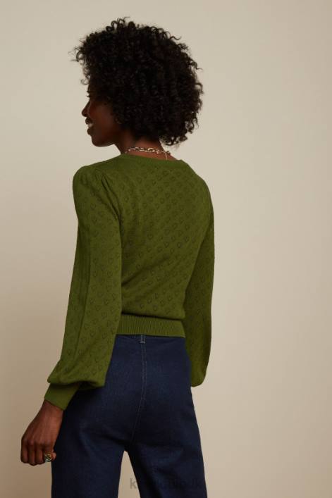 Kvinder bella bell ærme top hjerte ajour King Louie olivengrøn beklædning 60B490