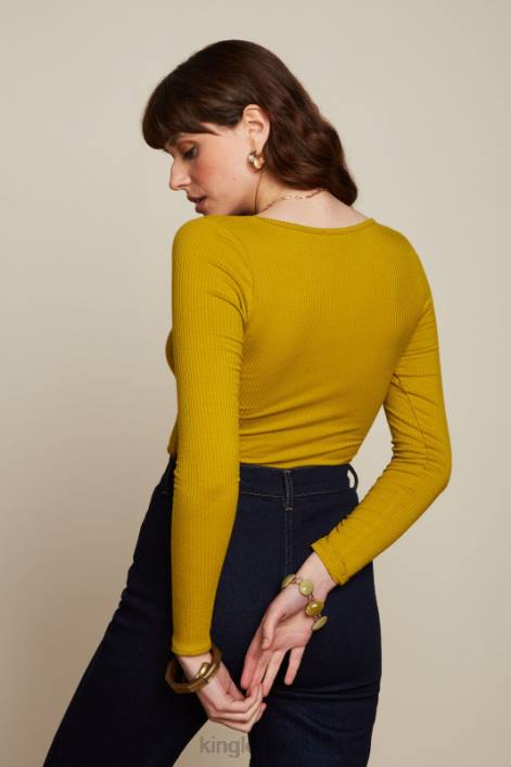 Kvinder carice v top uni rib King Louie karrygul beklædning 60B450