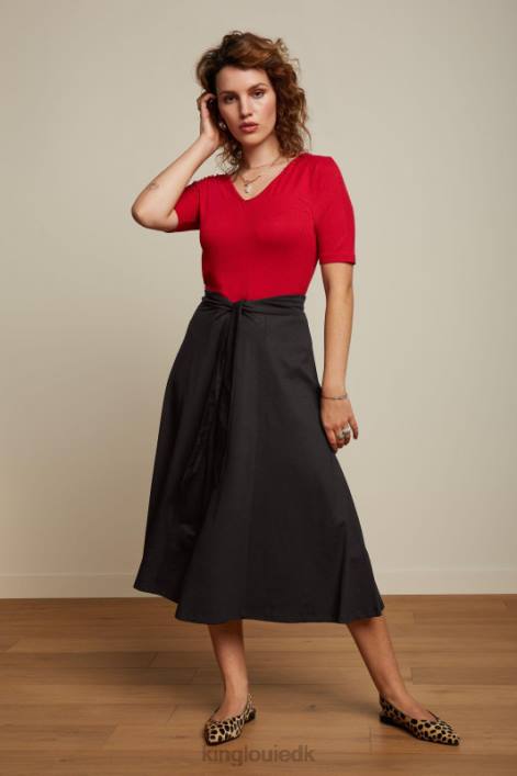 Kvinder carice v top uni rib King Louie rubinrød beklædning 60B4100