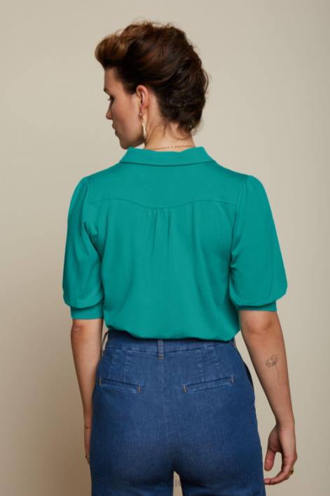 Kvinder carina bluse ecovero light King Louie aqua grøn beklædning 60B4138