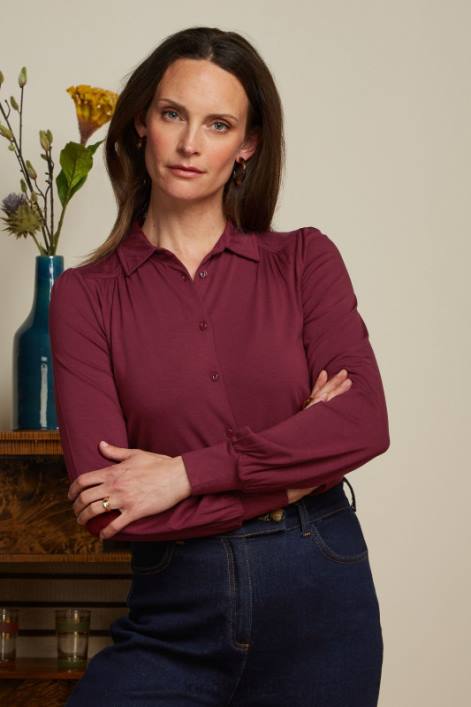 Kvinder carina bluse ecovero light King Louie cabernet rød beklædning 60B4135