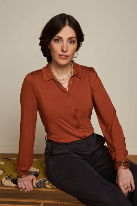 Kvinder carina bluse ecovero light King Louie cognac appelsin beklædning 60B4130