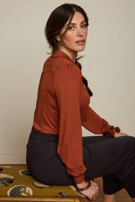 Kvinder carina bluse ecovero light King Louie cognac appelsin beklædning 60B4130
