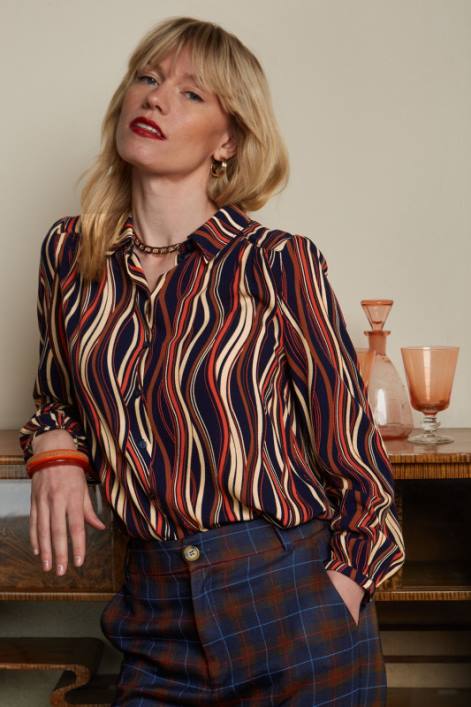 Kvinder carina bluse merrill King Louie blå beklædning 60B4118