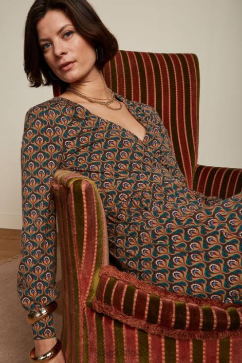 Kvinder loretta kjole jubilæum King Louie guldsmede grøn beklædning 60B427