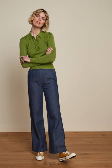 Kvinder polo flæse top lapis King Louie træbine grøn beklædning 60B468