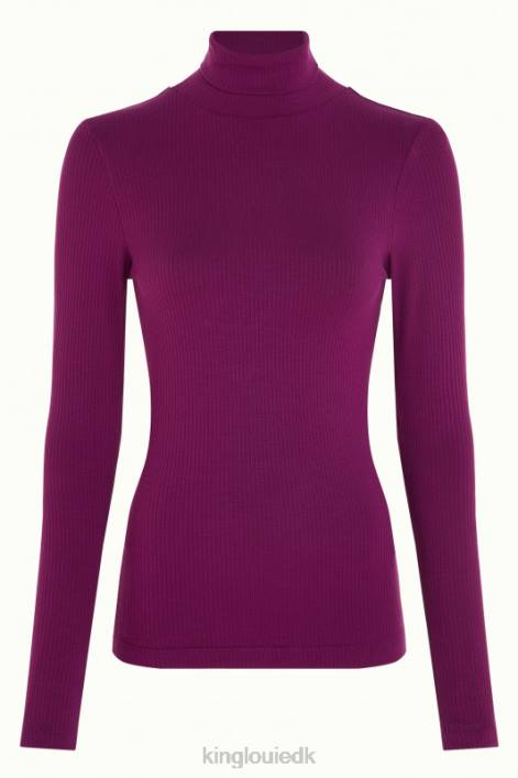 Kvinder rullekrave top uni rib King Louie caspia lilla beklædning 60B448