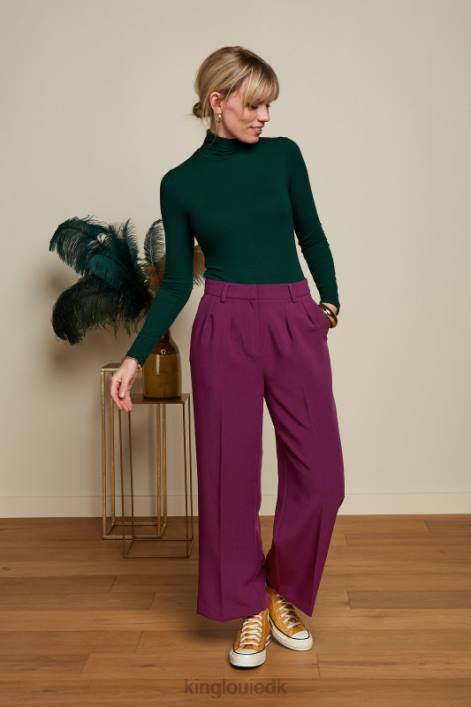 Kvinder rullekrave top uni rib King Louie fyrregrøn beklædning 60B447