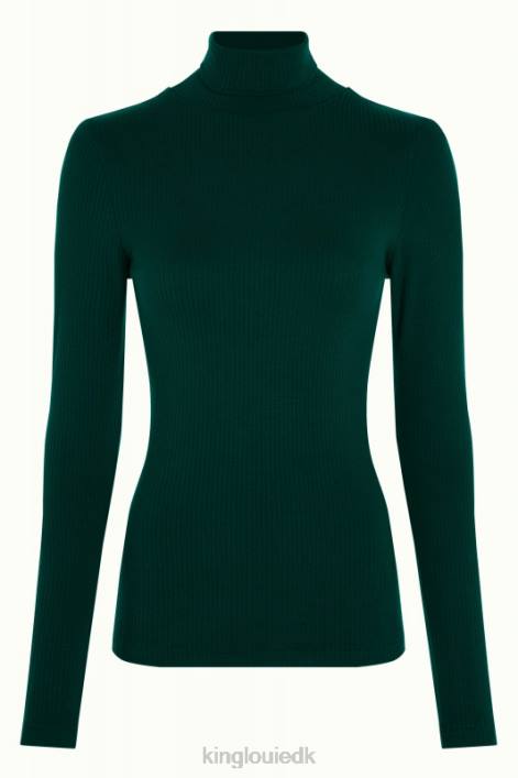 Kvinder rullekrave top uni rib King Louie fyrregrøn beklædning 60B447