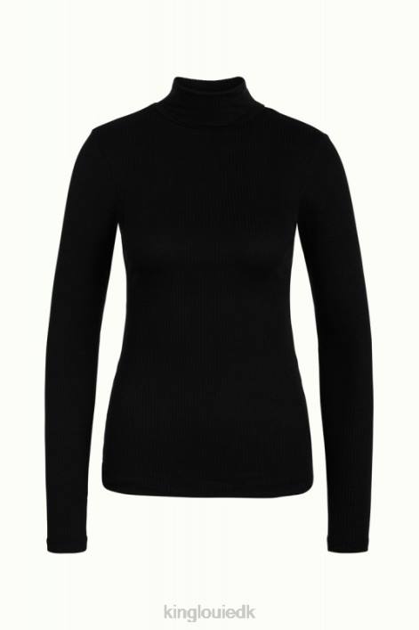 Kvinder rullekrave top uni rib King Louie sort beklædning 60B4103