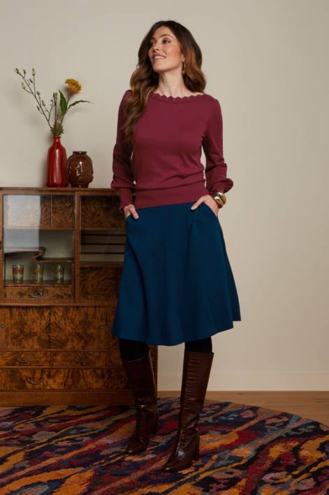 Kvinder serena nederdel milano crepe King Louie dam blå beklædning 60B4144