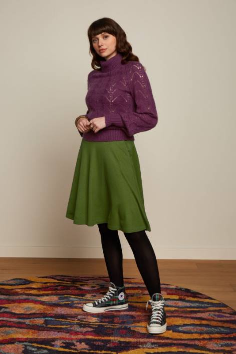 Kvinder serena nederdel milano crepe King Louie olivengrøn beklædning 60B4143