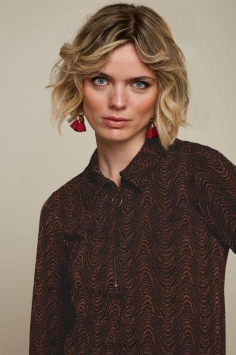 Kvinder tunika lynlåskjole storm King Louie cognac appelsin beklædning 60B423