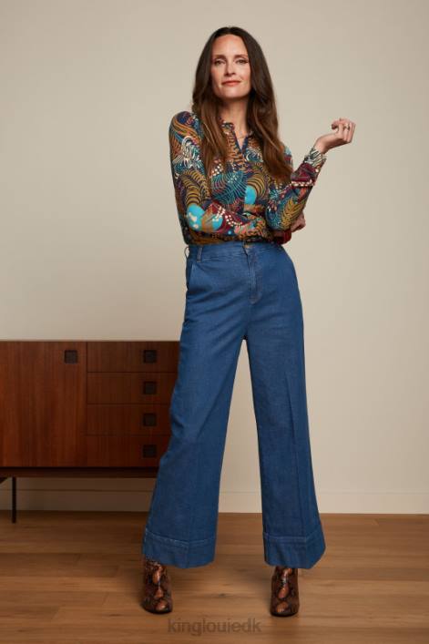 Kvinder bluse nattergal King Louie blå beklædning 60B4114