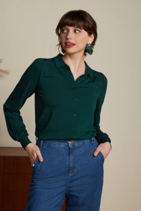 Kvinder carina bluse ecovero light King Louie fyrregrøn beklædning 60B4133