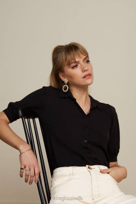 Kvinder carina bluse ecovero light King Louie sort beklædning 60B4136