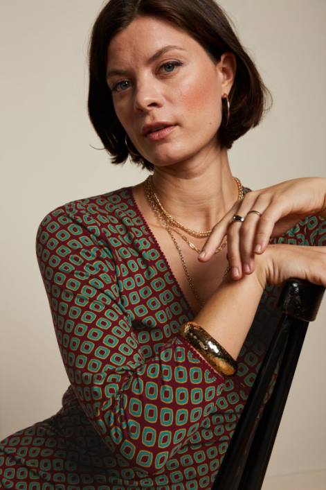 Kvinder kors kjole støvet King Louie cabernet rød beklædning 60B421