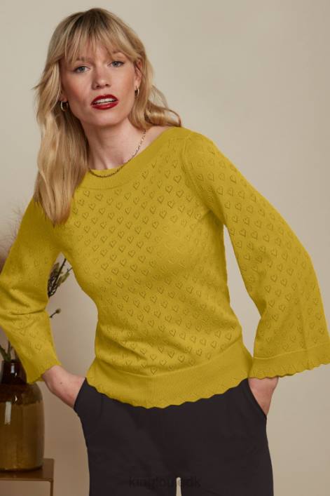 Kvinder audrey trompet ærme hjerte ajour King Louie karrygul beklædning 60B481