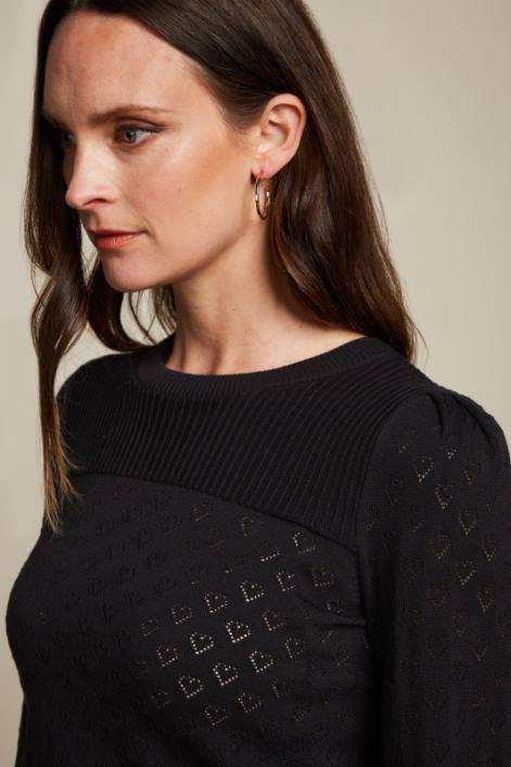 Kvinder bella bell ærme top hjerte ajour King Louie sort beklædning 60B487