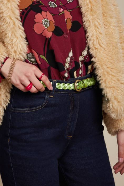 Kvinder skinnende flettet bælte King Louie træbine grøn tilbehør 60B4187